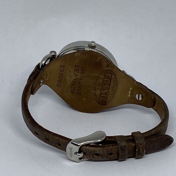 Fossil Georgia ES3060 Women Brown Leather Analog Dial Quartz Genuine Watch KS734 - Picture 10 of 12